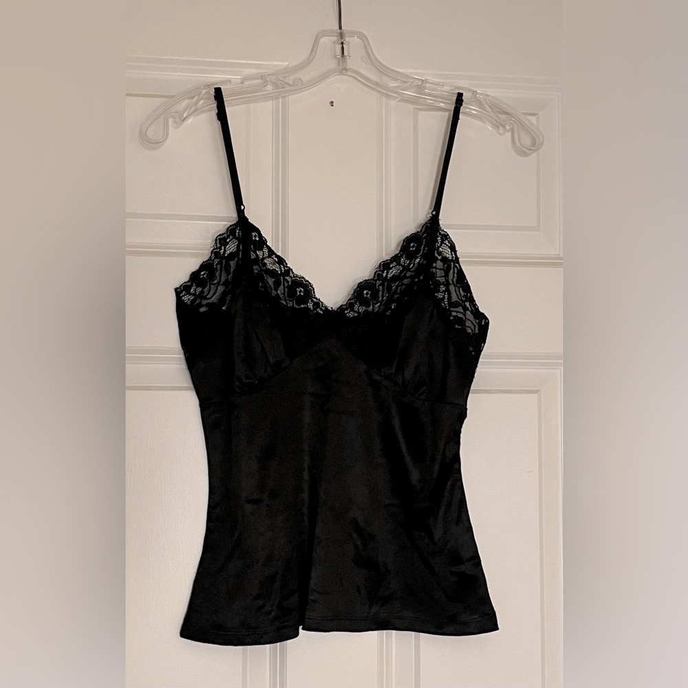 Black Lace Satin Top